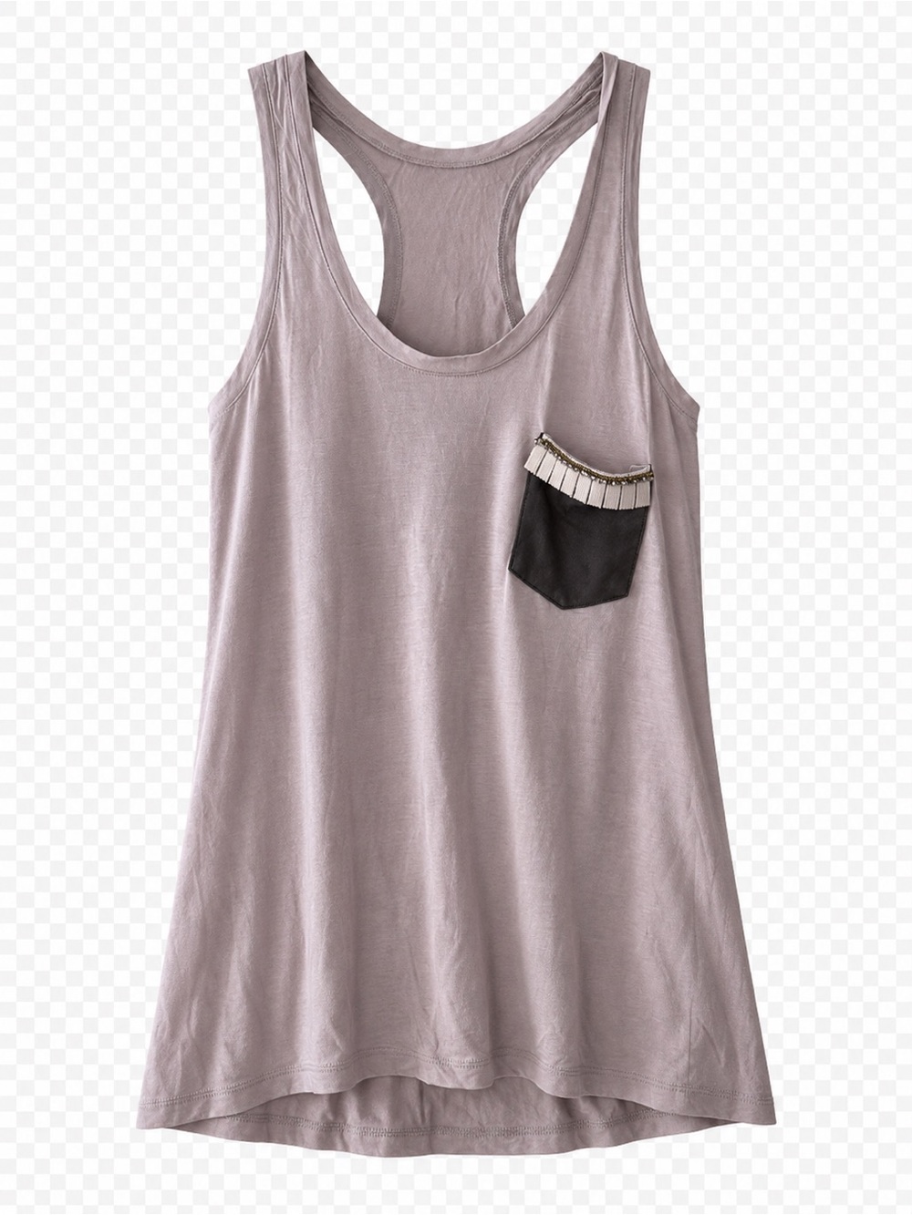 Erin Kleinberg Mauve Taupe Lyocell Beaded Pocket Tank Top M
